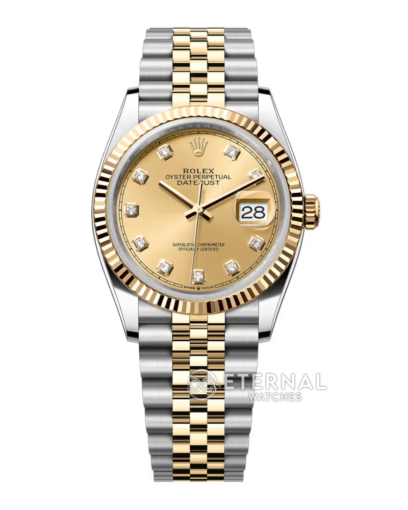 ROLEX - SUPER CLONE Datejust 126233 36mm Jubilee YG/SS Yellow/Dia QF DD3235 (Gold Wrapped)