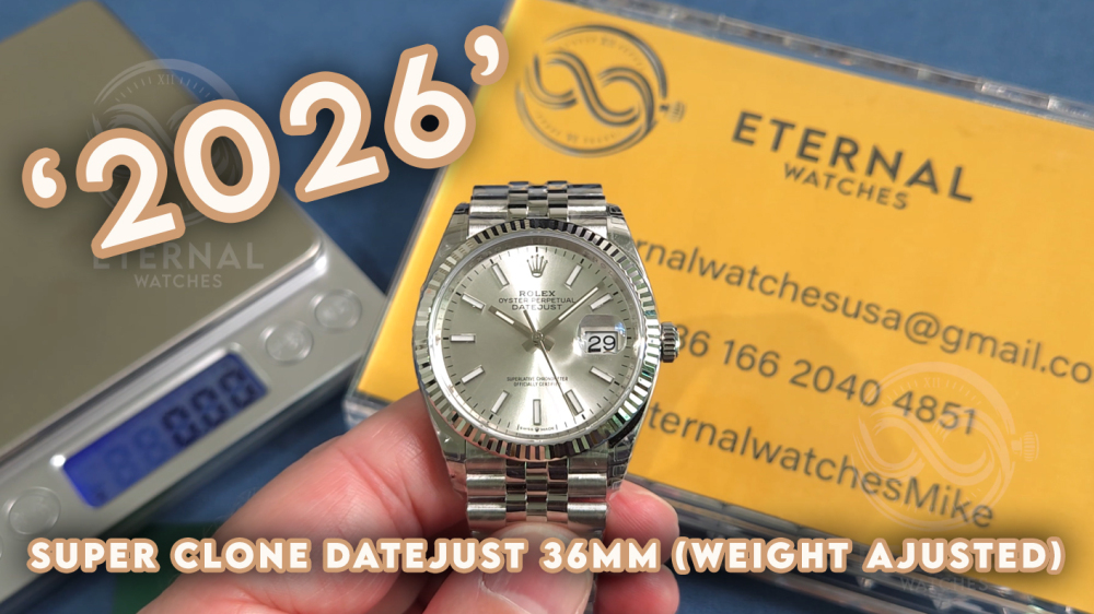ROLEX - SUPER CLONE DateJust 126234 36mm SS/Stk Silver Dial Fluted V2 VSF 3235 (2026 - Weight Adjusted)