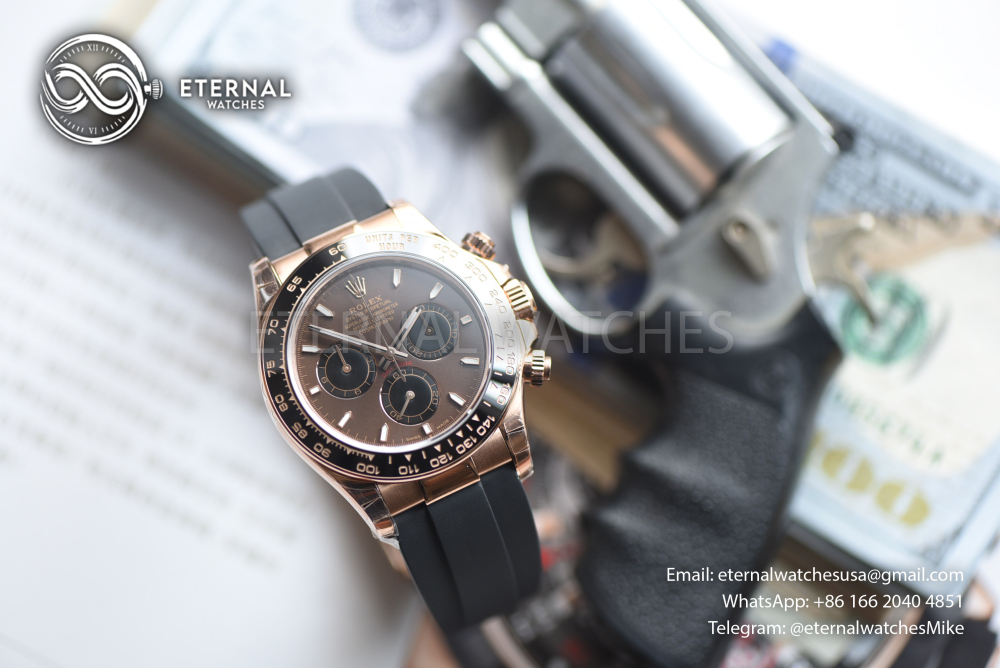 ROLEX - SUPER CLONE Cosmograph Daytona 126518 40mm RG/RU Chocolate RCF DD4131 (Weight Adjusted)