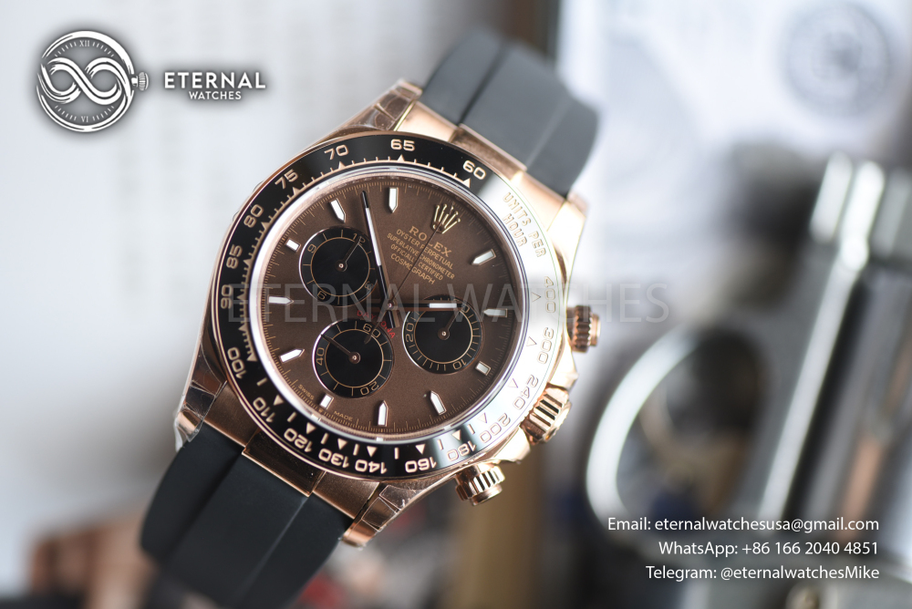 ROLEX - SUPER CLONE Cosmograph Daytona 126518 40mm RG/RU Chocolate RCF DD4131 (Weight Adjusted)
