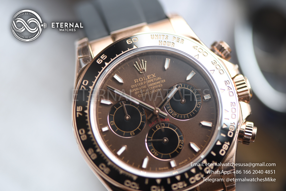 ROLEX - SUPER CLONE Cosmograph Daytona 126518 40mm RG/RU Chocolate RCF DD4131 (Weight Adjusted)