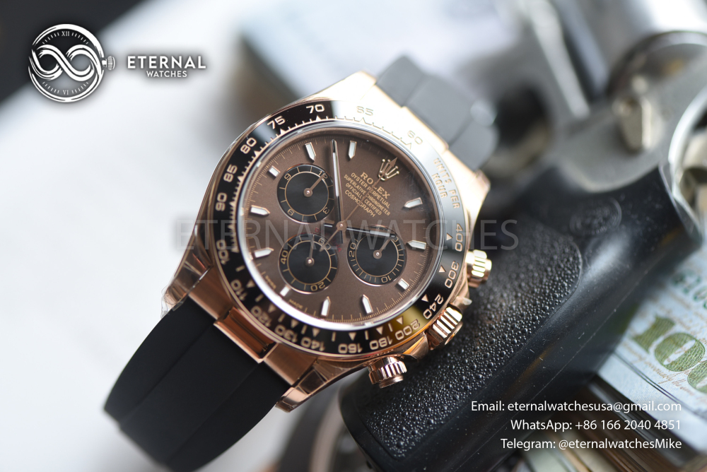 ROLEX - SUPER CLONE Cosmograph Daytona 126518 40mm RG/RU Chocolate RCF DD4131 (Weight Adjusted)
