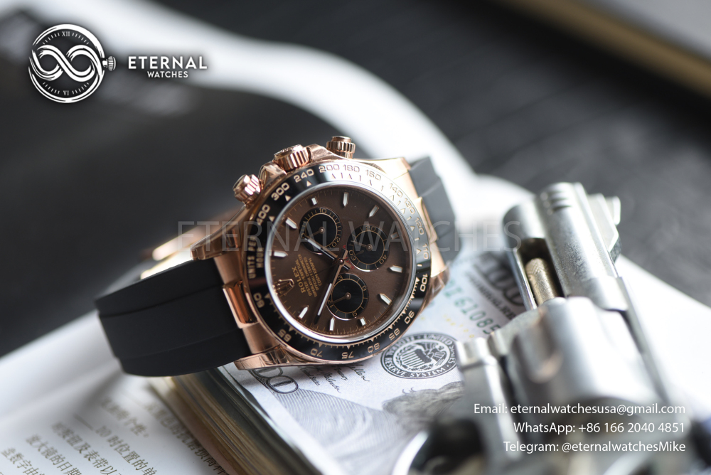 ROLEX - SUPER CLONE Cosmograph Daytona 126518 40mm RG/RU Chocolate RCF DD4131 (Weight Adjusted)