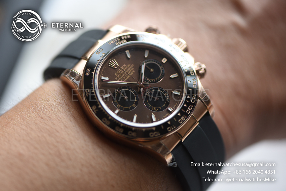 ROLEX - SUPER CLONE Cosmograph Daytona 126518 40mm RG/RU Chocolate RCF DD4131 (Weight Adjusted)
