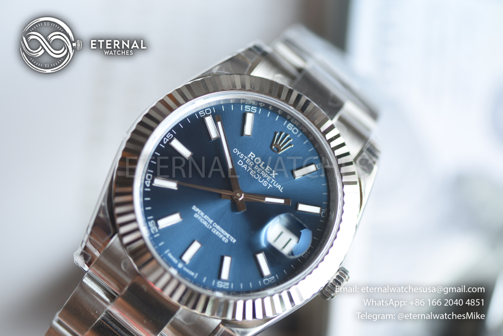 ROLEX - SUPER CLONE DateJust 126334 41mm SS/STK Blue Dial Fluted V3 VSF 3235 (Free Sprung)