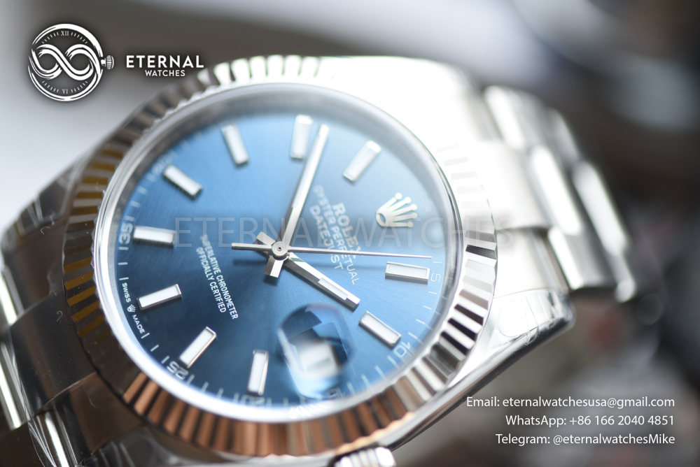 ROLEX - SUPER CLONE DateJust 126334 41mm SS/STK Blue Dial Fluted V3 VSF 3235 (Free Sprung)