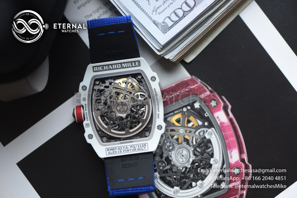 RICHARD MILLE - SUPER CLONE RM67-02 White NTPT Extra Flat RICH PRO CRMA7 (Movement Upgrade)