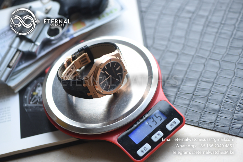 AUDEMARS PIGUET - SUPER CLONE Royal Oak 41mm 15510 RG/LE Black/Stk DDF DD4302 (SW Dial, Weight Adjusted)