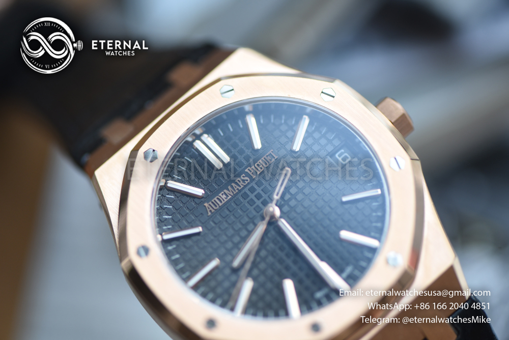 AUDEMARS PIGUET - SUPER CLONE Royal Oak 41mm 15510 RG/LE Black/Stk DDF DD4302 (SW Dial, Weight Adjusted)