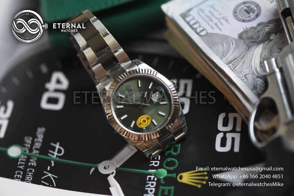 ROLEX - SUPER CLONE DateJust 126334 41mm SS/STK Green Dial Fluted V2 VSF 3235 (2026 Free Sprung)