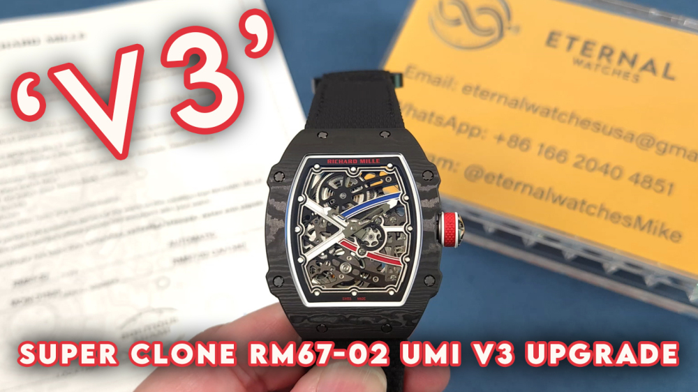 RICHARD MILLE - SUPER CLONE RM67-02 France Black Black Extra Flat UMI V3 (Updated Version)