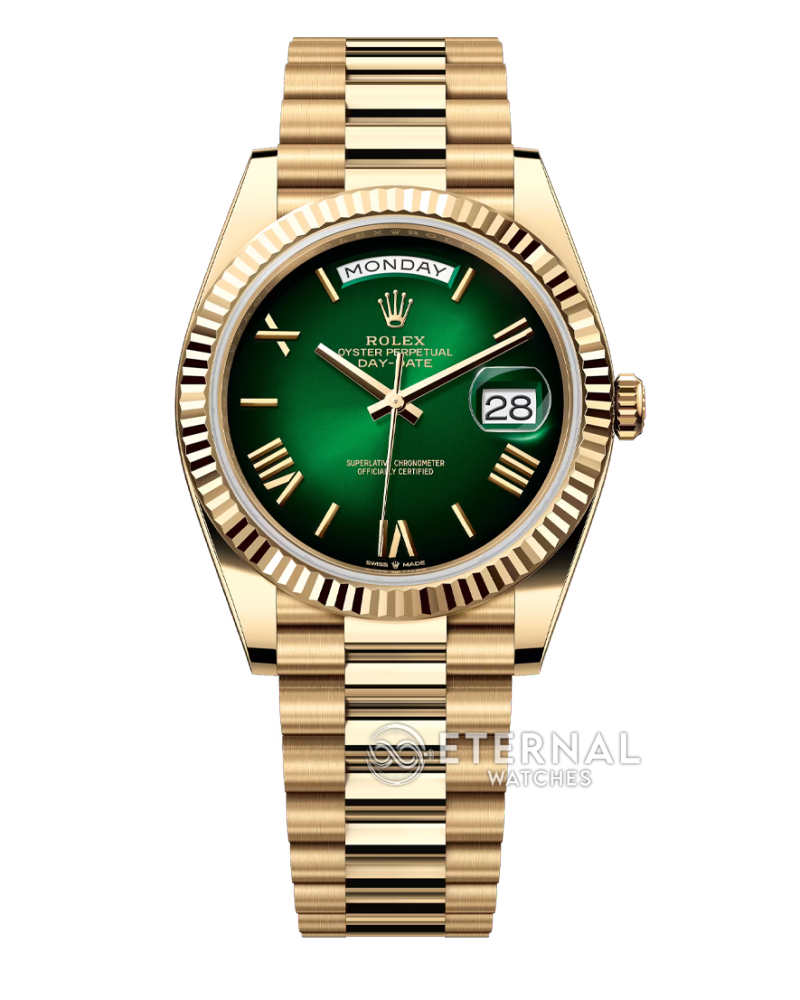 ROLEX - SUPER CLONE DayDate 228238 40mm YG/YG Green Ombre RCF V2 (Weight Adjusted)