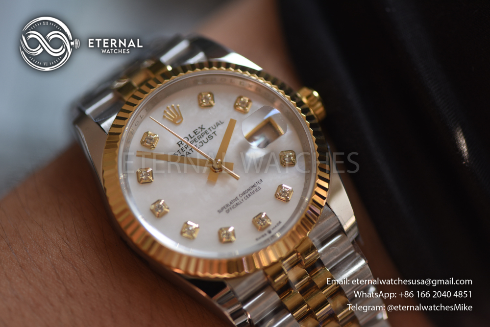 ROLEX - SUPER CLONE Datejust 126233 36mm Jubilee YG/SS MOP/Dia ARF DD3235