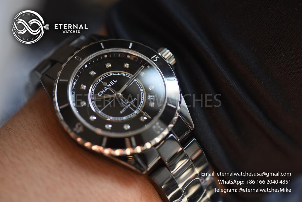 CHANEL - J12 38MM Cer/Cer Black/Dia BVF A12.1
