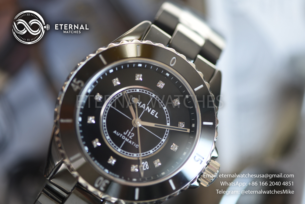 CHANEL - J12 38MM Cer/Cer Black/Dia BVF A12.1