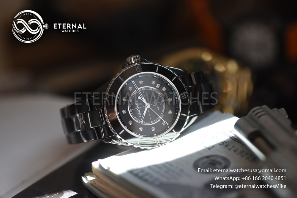 CHANEL - J12 38MM Cer/Cer Black/Dia BVF A12.1