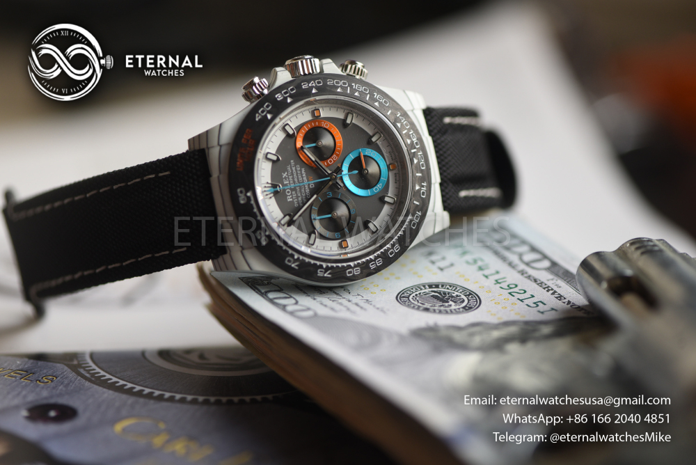 ROLEX - SUPER CLONE Daytona Diw 40mm White Carbon/NY Grey Dial N6F DD4801