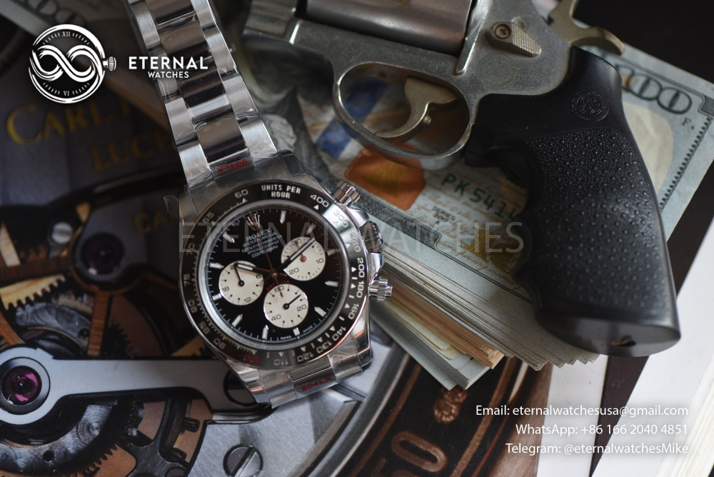 ROLEX - SUPER CLONE Daytona 126529 40mm Le Mans SS/SS Black Dial QF V13 SH4132 (Weight Adjusted, Free Sprung)