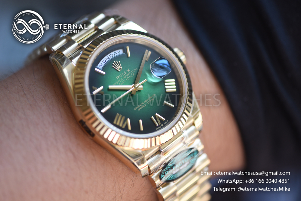 ROLEX - SUPER CLONE DayDate 228238 40mm YG/YG Green Ombre RCF V2 (Weight Adjusted)