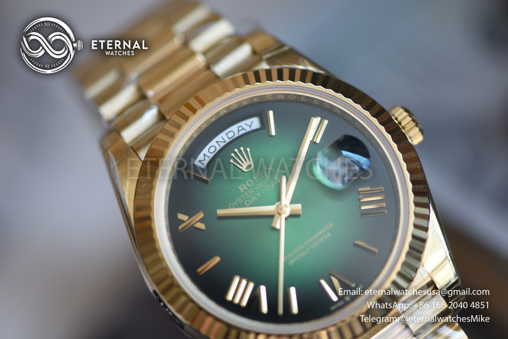 ROLEX - SUPER CLONE DayDate 228238 40mm YG/YG Green Ombre RCF V2 (Weight Adjusted)