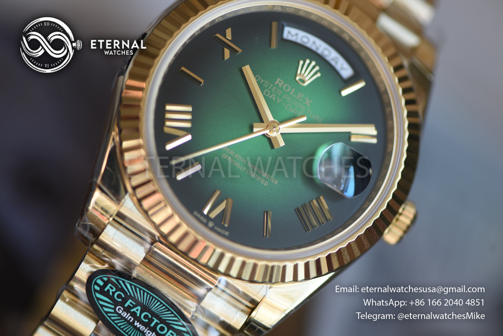 ROLEX - SUPER CLONE DayDate 228238 40mm YG/YG Green Ombre RCF V2 (Weight Adjusted)