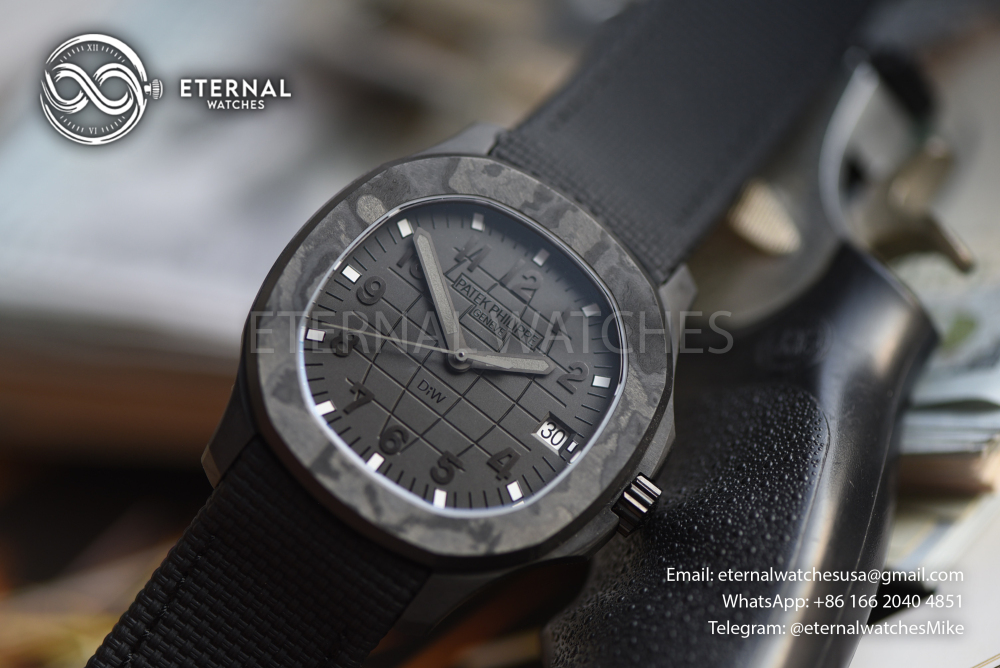 PATEK PHILIPPE - SUPER CLONE Aquanaut CarboQuartz “ALL BLACK” (5167 Base Custom DiW)