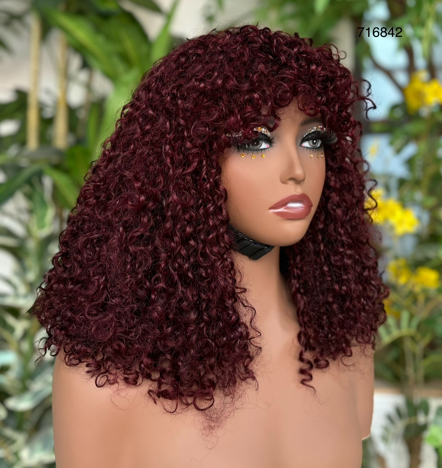 Ola   hair      12a African Curly Deep Curly Bob Wig, Native American Hair, Full Horn Layer, Mink Hair, Lace Free Forehead Wig, fringe