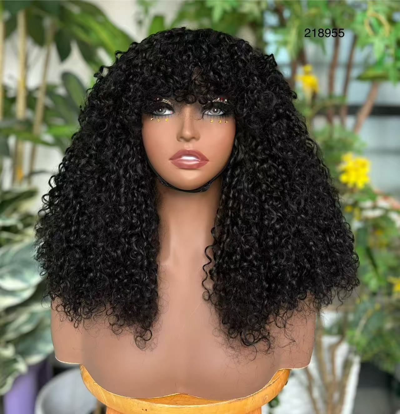 Ola   hair    Brazilian Kinky Curly Human Hair Wigs With Bangs Full Machine Made Wigs For Women Natural Color Remy Pixie Cut Short Bob Wig