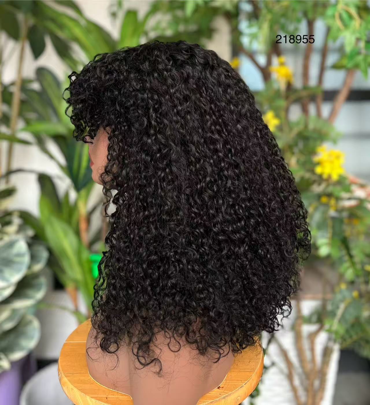 Ola   hair    Brazilian Kinky Curly Human Hair Wigs With Bangs Full Machine Made Wigs For Women Natural Color Remy Pixie Cut Short Bob Wig
