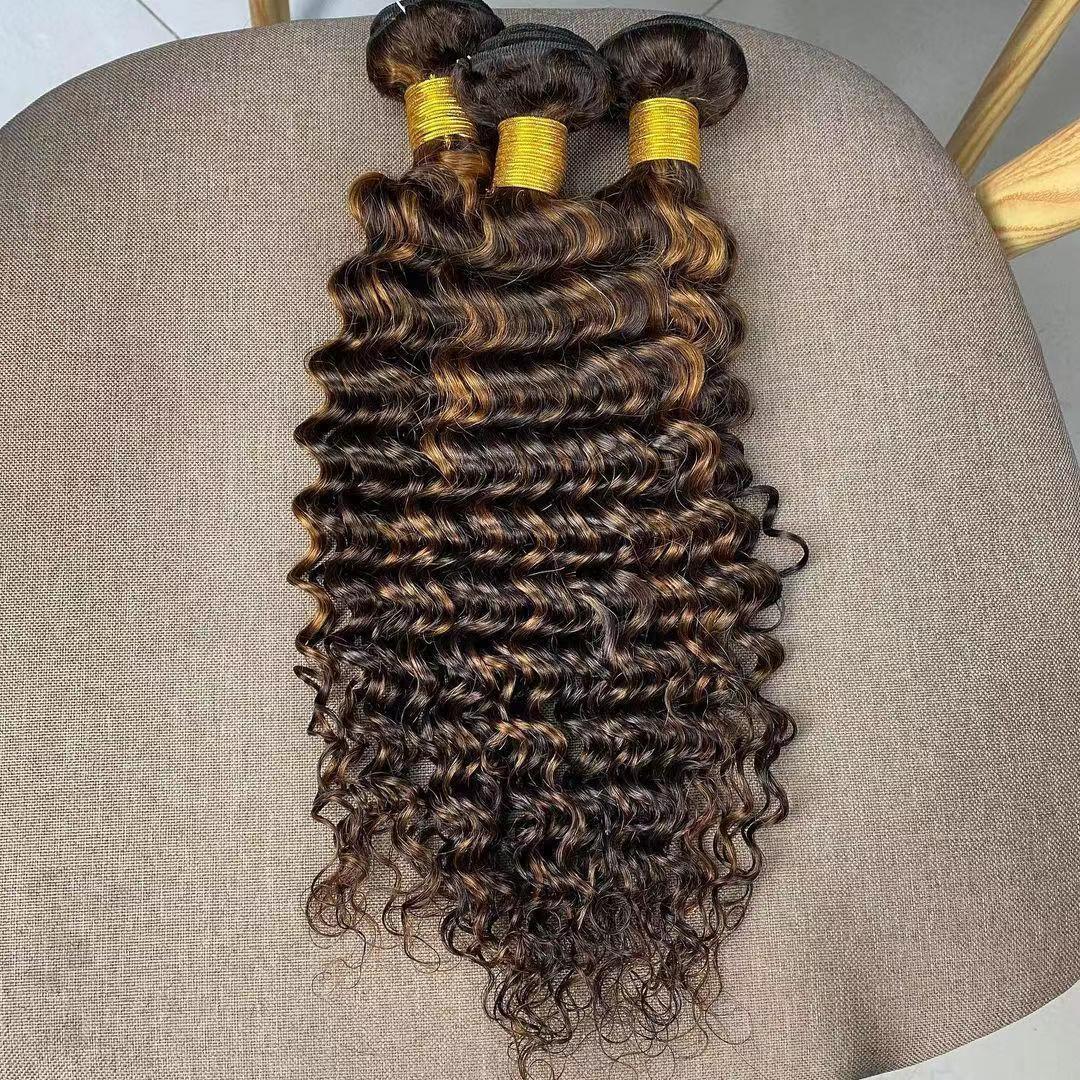 ola hair 100% Human Hair Deep Wave Hair Bundles and Closure 10-30 Inch Natural Color Ms Mary Hair extension