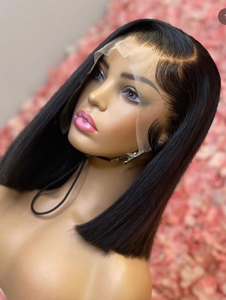 ola hair 13*4 lace front  closure curly Bob wig ready to ship virgin cuticle aligned hair Human Hair Wigs for black woman