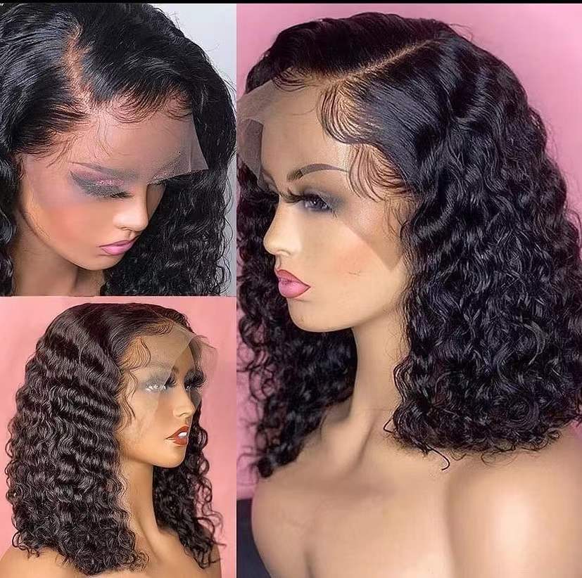 ola hair Human Hair Wig Vendors Machine Make Lace Frontal Wig Water Wave Curly Virgin Brazilian Hair Wigs
