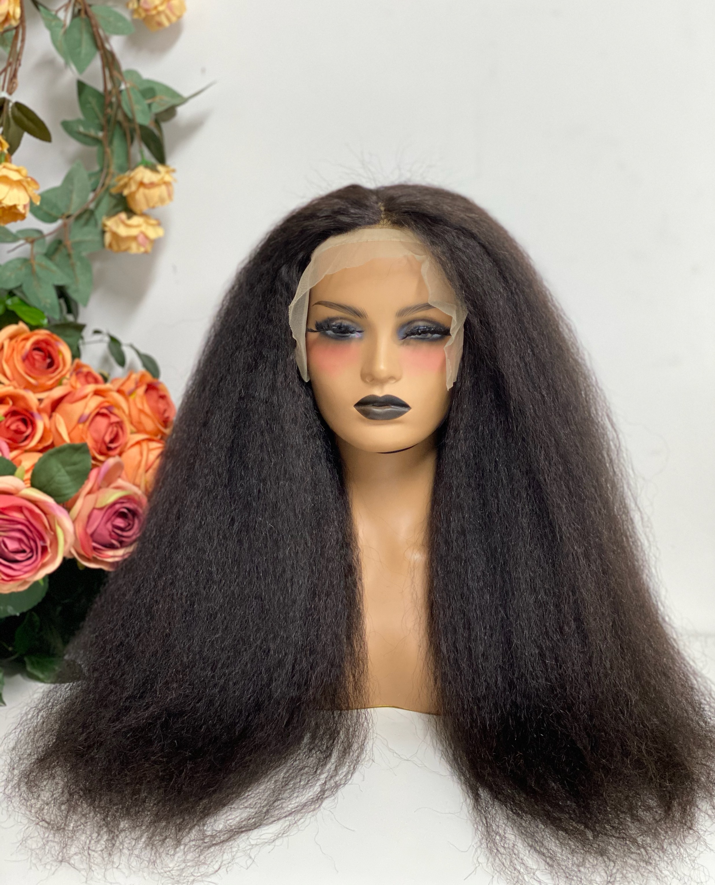 Brazilian Kinky Straight Human Hair Lace Front Wig Full Enough Wholesale Africa Kinky Straight Human Hair Wigs With Baby Hair