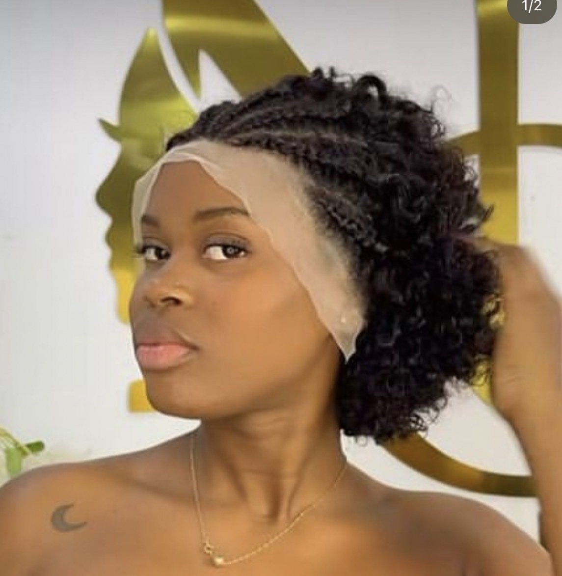 Wholesale best-selling 13 * 4 hand woven braided wig, 100% real hair, black female wig