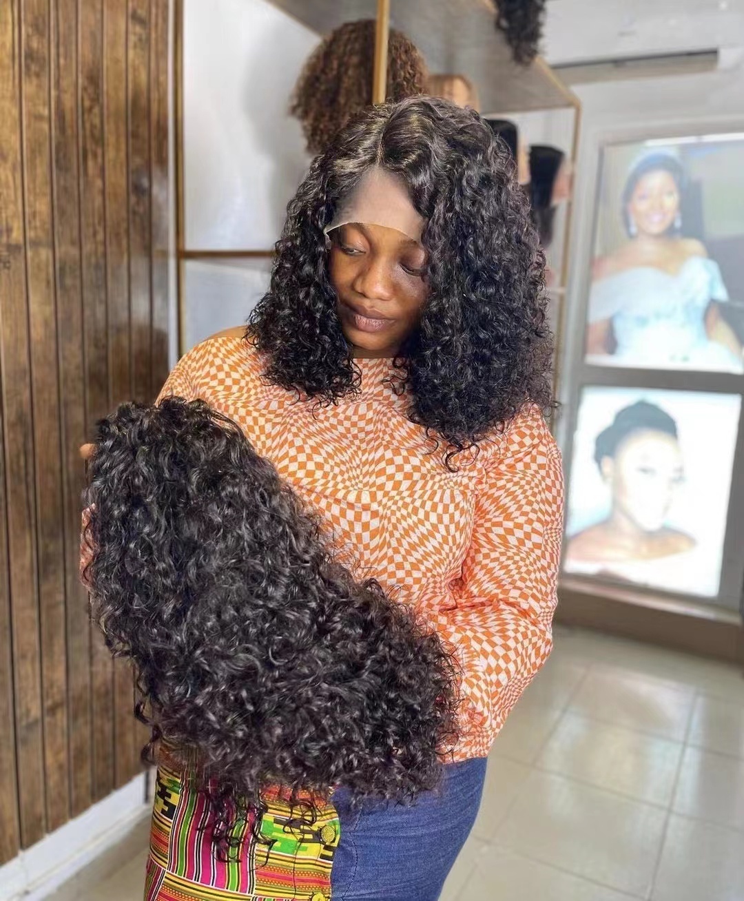 ola hair Human Hair Wig Vendors Machine Make Lace Frontal Wig Water Wave Curly Virgin Brazilian Hair Wigs