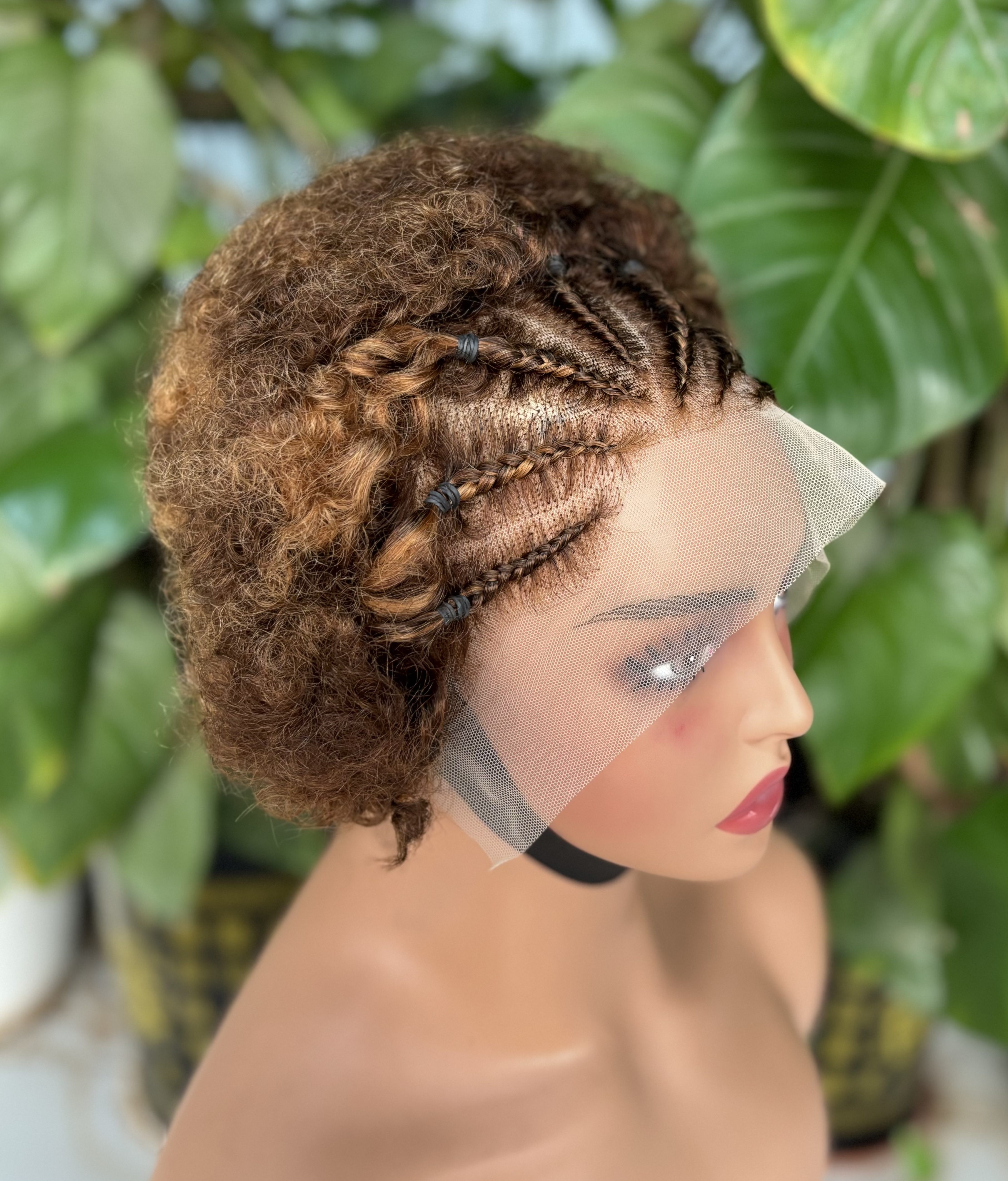 Kinky Curly Wholesale best-selling 13 * 4 hand woven braided wig, 100% real hair, black female wig