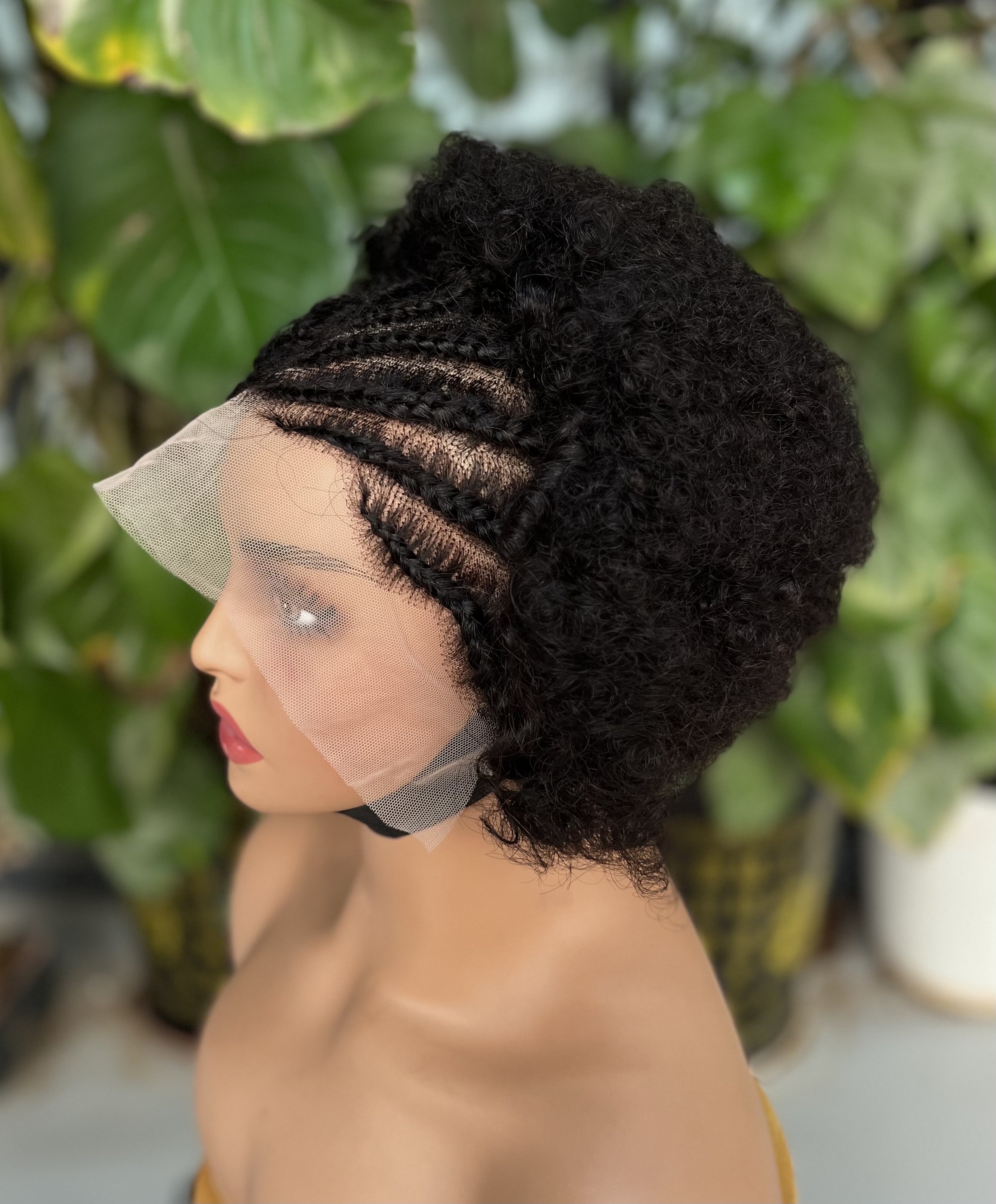 Wholesale best-selling 13 * 4 hand woven braided wig, 100% real hair, black female wig