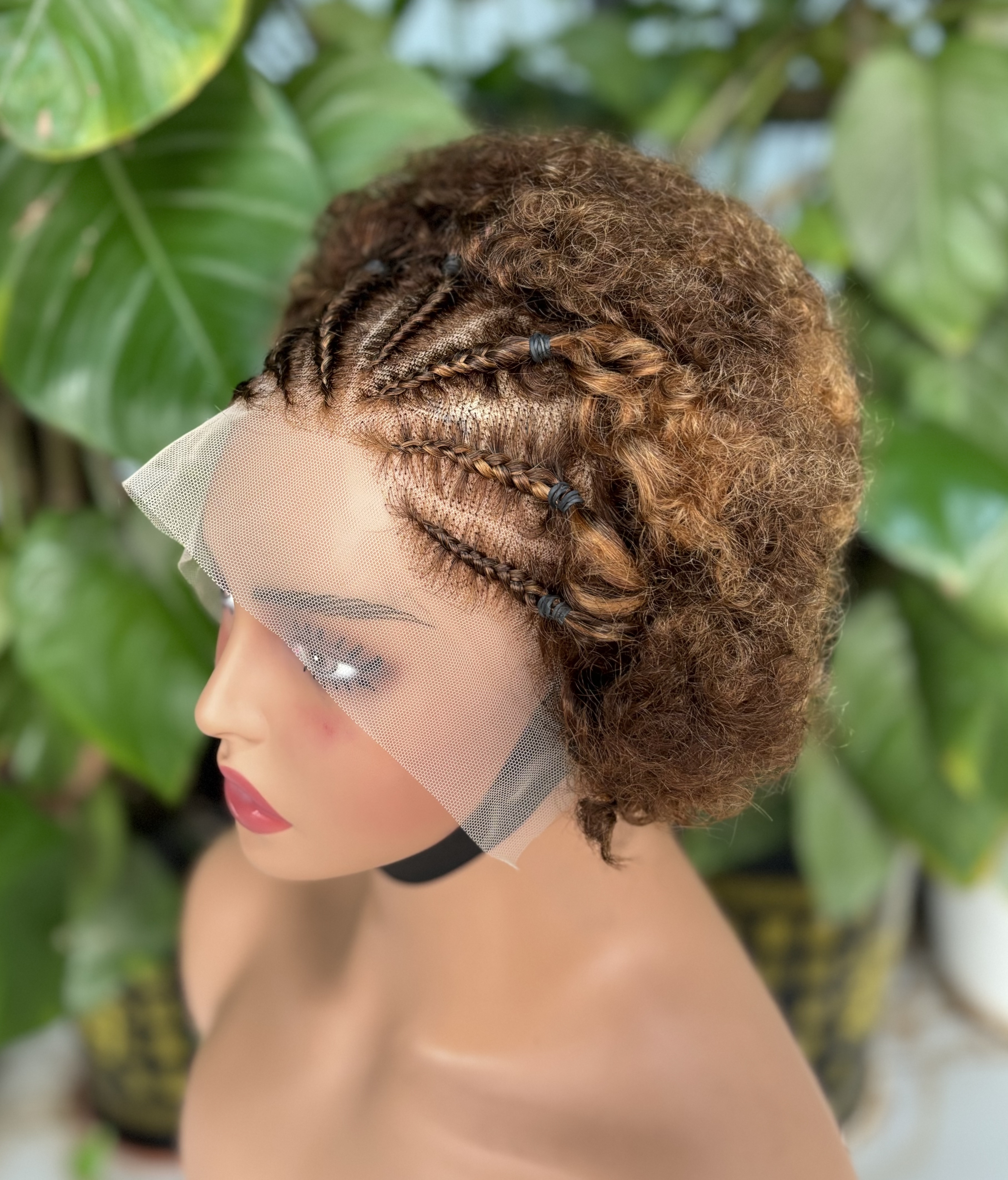 Kinky Curly Wholesale best-selling 13 * 4 hand woven braided wig, 100% real hair, black female wig