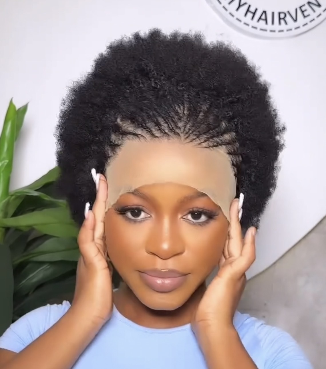 Wholesale best-selling 13 * 4 hand woven braided wig, 100% real hair, black female wig