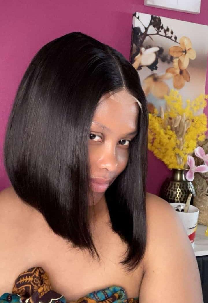 ola hair 2*6 Kim K Closure Double Drawn Short Bob Wigs 100% Human Hair Wigs For Black Woman