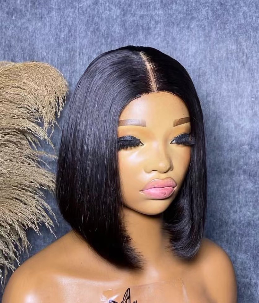 ola hair 2*6 Kim K Closure Double Drawn Short Bob Wigs 100% Human Hair Wigs For Black Woman