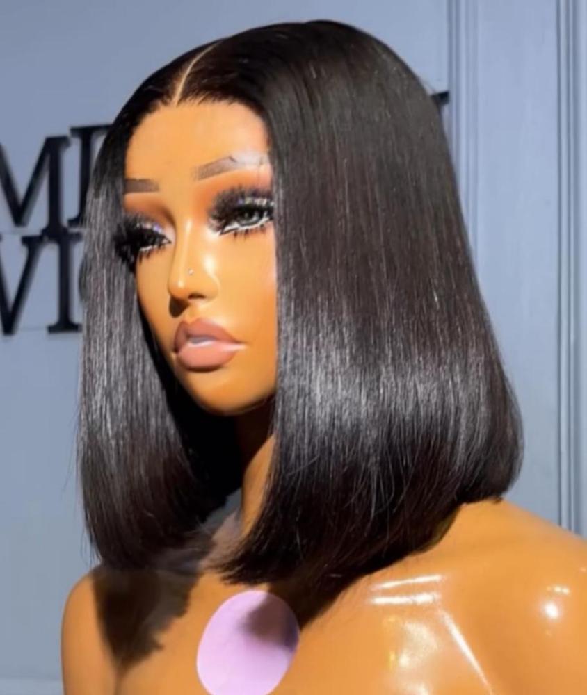 ola hair 2*6 Kim K Closure Double Drawn Short Bob Wigs 100% Human Hair Wigs For Black Woman