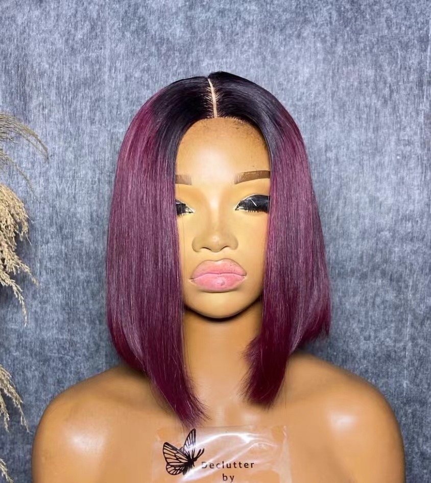 ola hair 2*6 Kim K Closure Double Drawn Short Bob Wigs 100% Human Hair Wigs For Black Woman