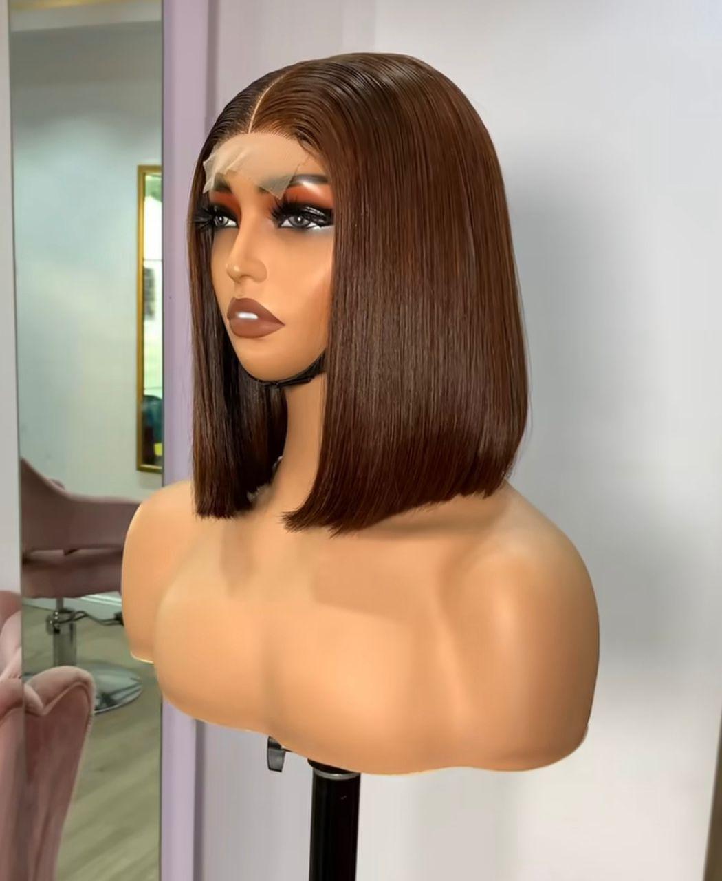 ola hair 2*6 Kim K Closure Double Drawn Short Bob Wigs 100% Human Hair Wigs For Black Woman