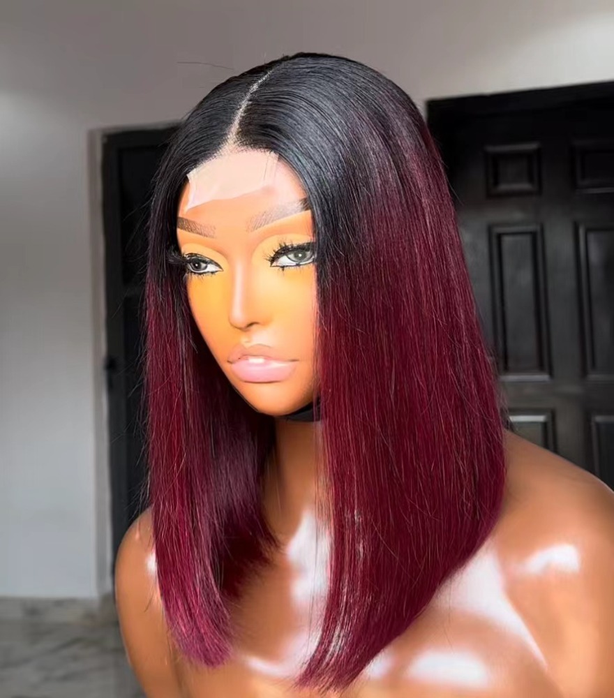 ola hair 2*6 Kim K Closure Double Drawn Short Bob Wigs 100% Human Hair Wigs For Black Woman