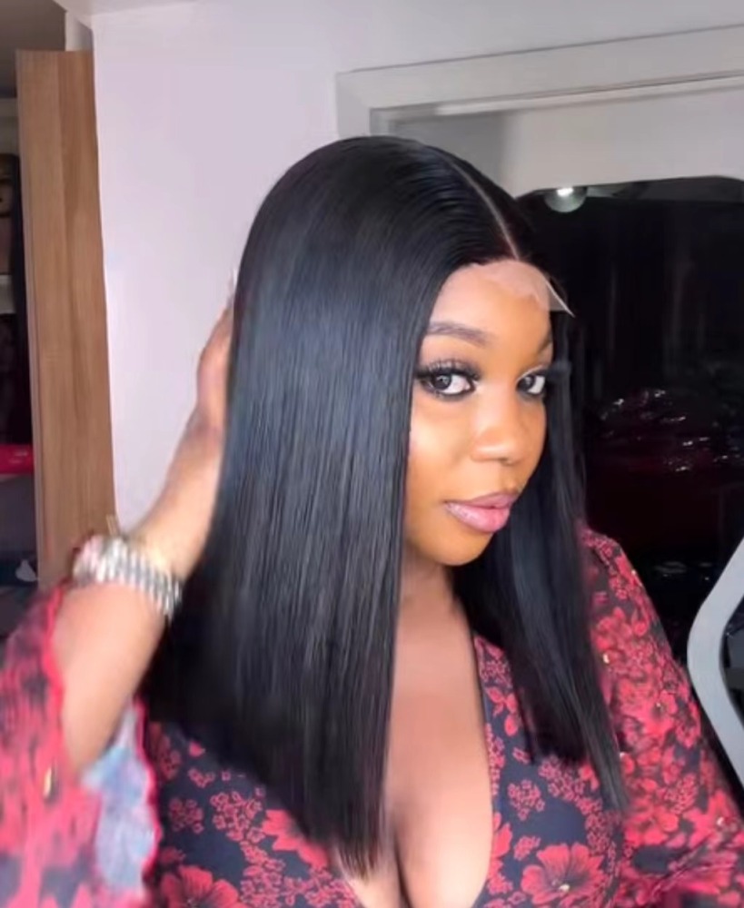 ola hair 2*6 Kim K Closure Double Drawn Short Bob Wigs 100% Human Hair Wigs For Black Woman