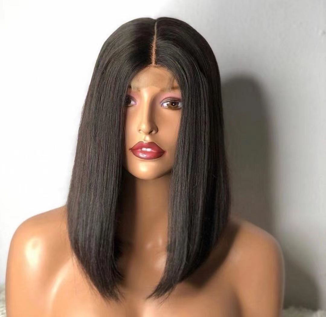 ola hair 2*6 Kim K Closure Double Drawn Short Bob Wigs 100% Human Hair Wigs For Black Woman