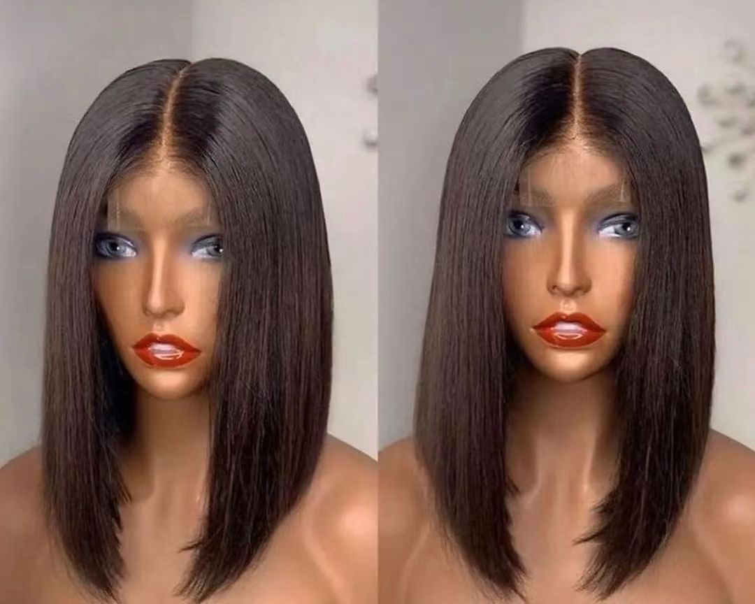 ola hair 2*6 Kim K Closure Double Drawn Short Bob Wigs 100% Human Hair Wigs For Black Woman