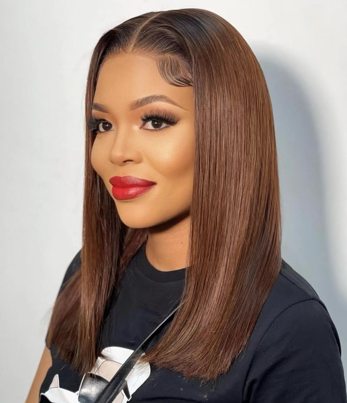 ola hair 2*6 Kim K Closure Double Drawn Short Bob Wigs 100% Human Hair Wigs For Black Woman