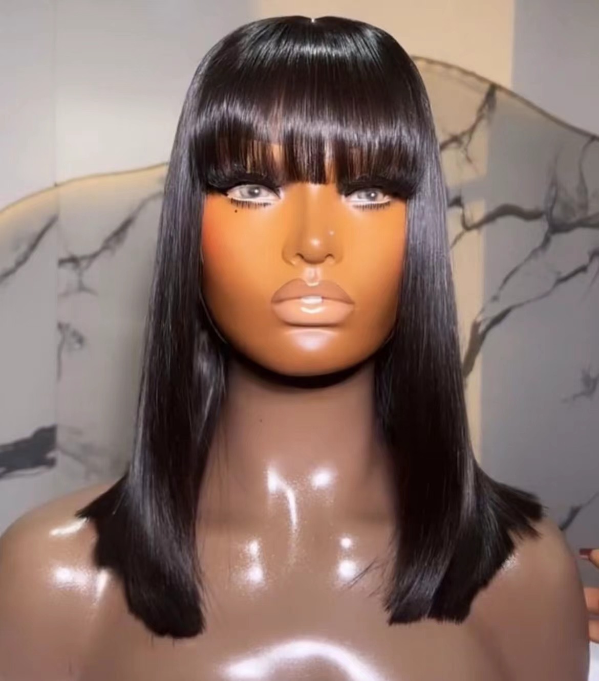 ola hair 2*6 Kim K Closure Double Drawn Short Bob Wigs 100% Human Hair Wigs For Black Woman